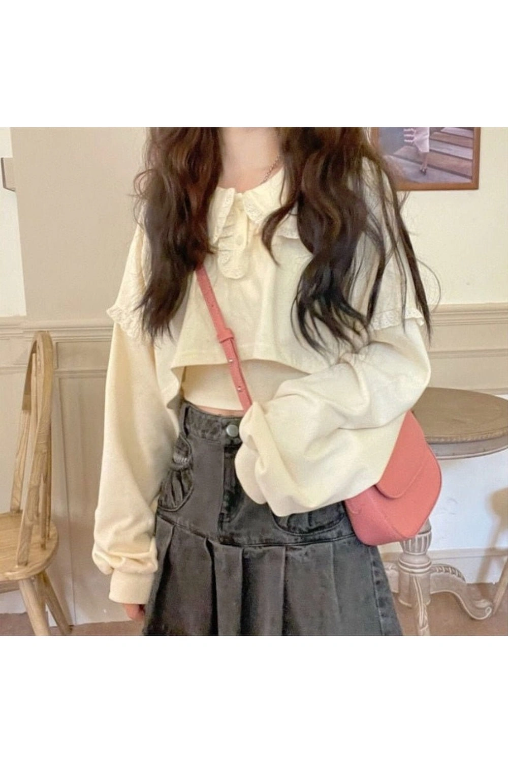 Spitze Zauber: Süße Bluse im Kawaii-Stil – Ein Hauch von Unschuld und Charme, einfach bezaubernd!